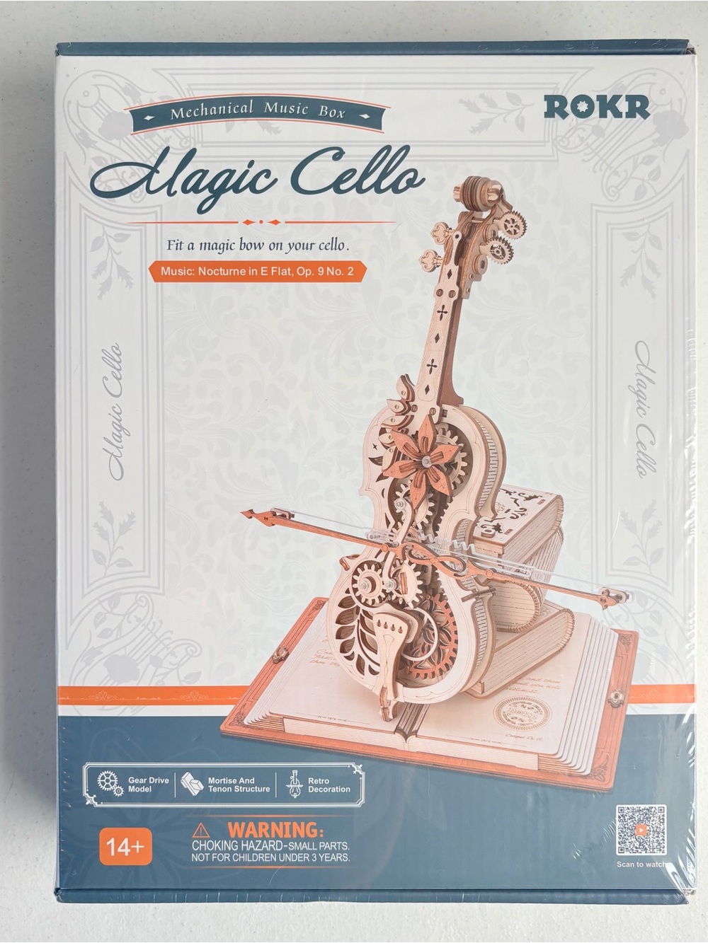 ROKR Magic Cello Mechanical Music Box 3D Wooden puzzle Building kit Gift toy